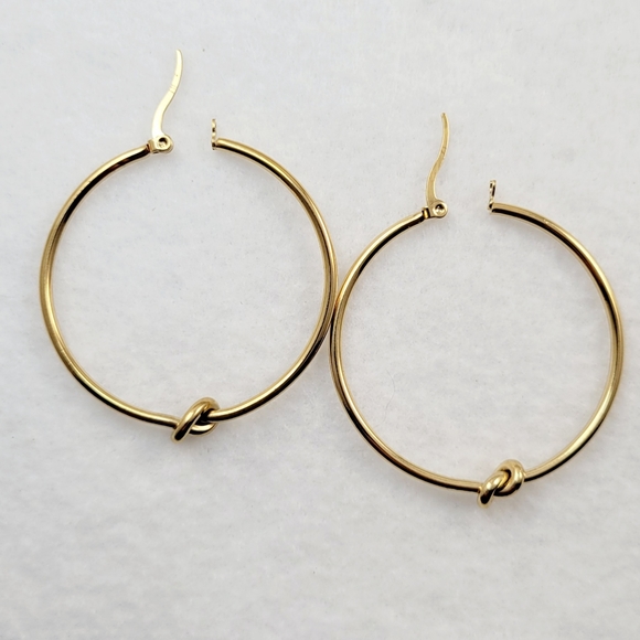 Yellow Gold Knot Hoops - Picture 2 of 7